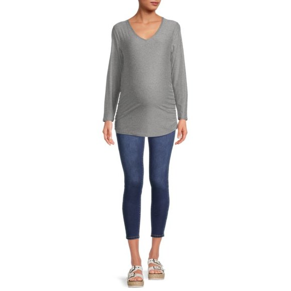 Maternity Lightweight Long Sleeve Medium T-Shirt, grey - Picture 4 of 4